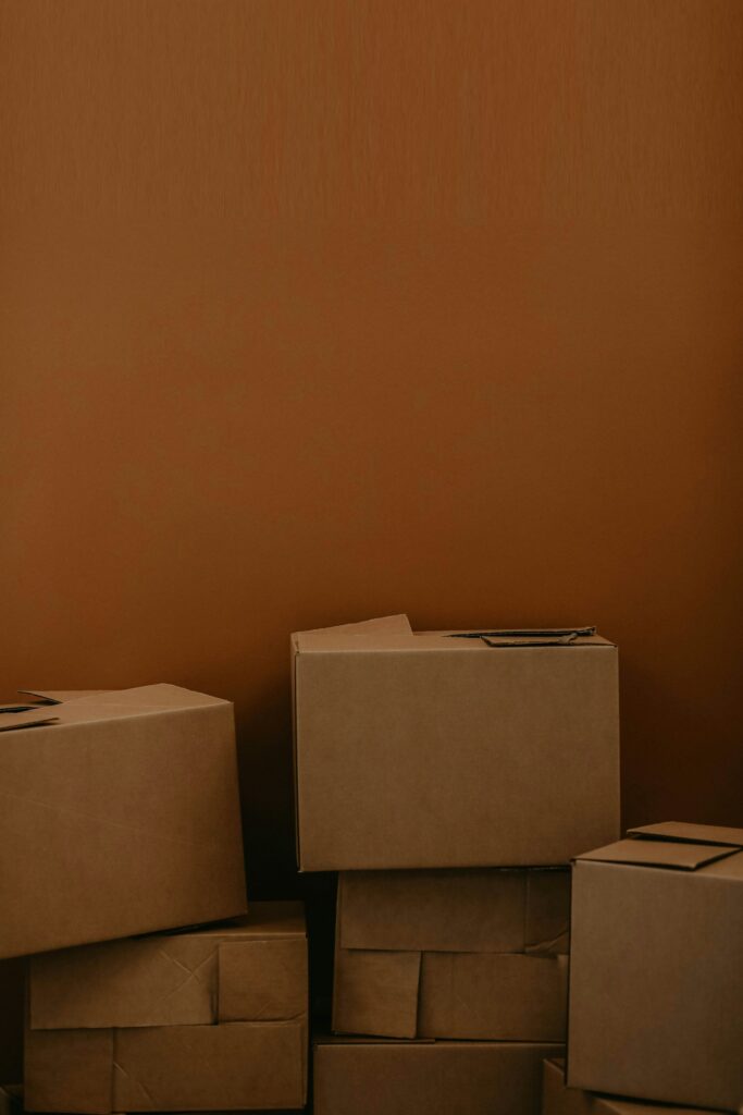 Stack of brown shipping cartons prepared for e-commerce fulfillment