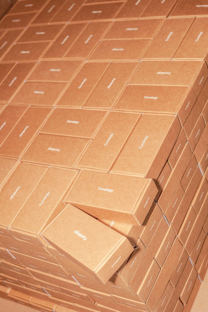 Labeled e-commerce shipping box ready for delivery to an online marketplace customer